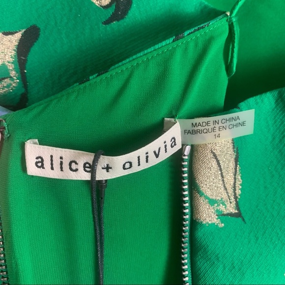 Alice & Olivia Tayla Structured Lantern Mini Dress in Kelly Green - Picture 10 of 12